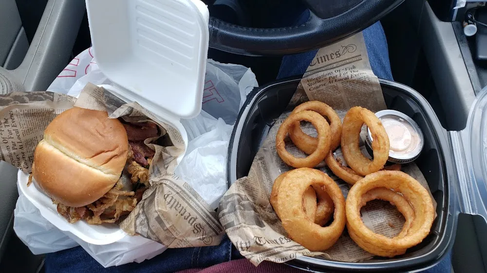 Dragon Burger with Onion Rings